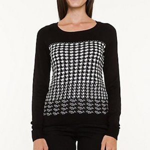 Classy Houndstooth Sweater with Silvertone Weaving - Size XXS